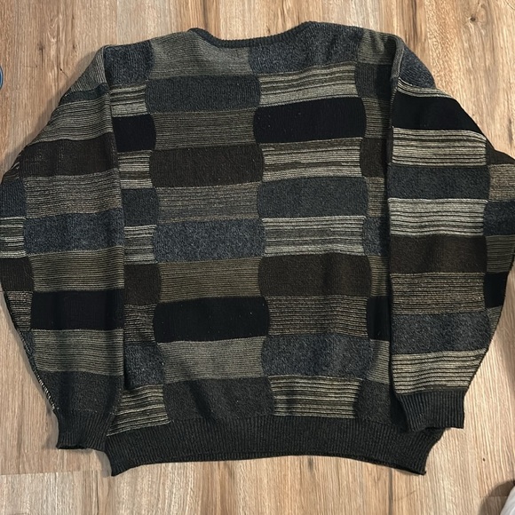 Marc Edwards Mens Vintage 90s Sweater XL Multicolor Geometric Patchwork - Picture 3 of 6